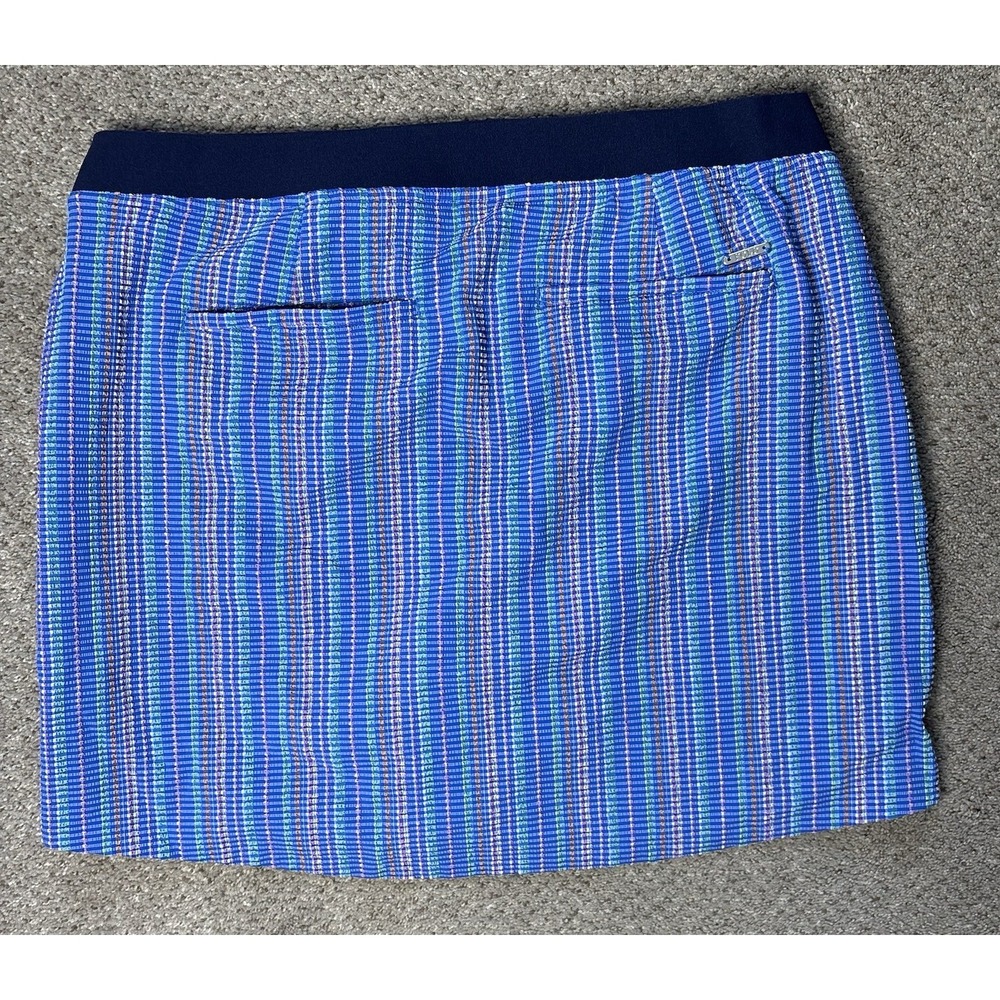 Polo Golf Ralph Lauren Women's Large Seersucker Skort Skirt Blue Striped Pockets